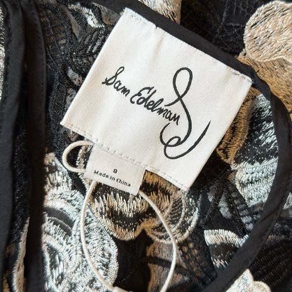 Sam Edelman Black White Floral Embroidered Lace Sheath Dress Size 8 NWOT - Picture 10 of 11